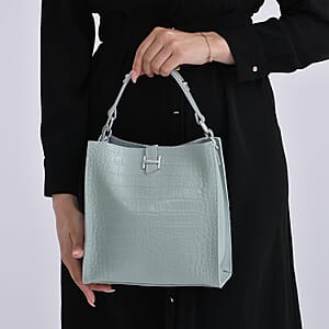 Green Genuine Leather Crossbody Bag with Shoulder Strap