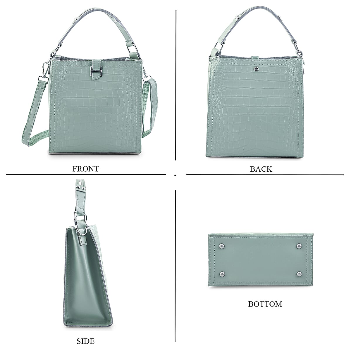 Green Genuine Leather Crossbody Bag with Shoulder Strap image number 4
