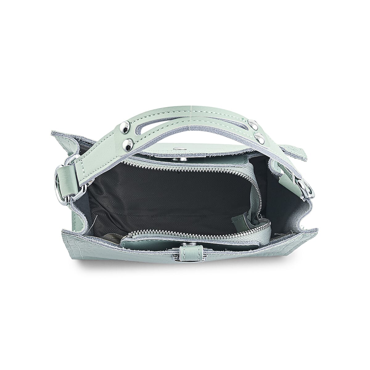 Green Genuine Leather Crossbody Bag with Shoulder Strap image number 6
