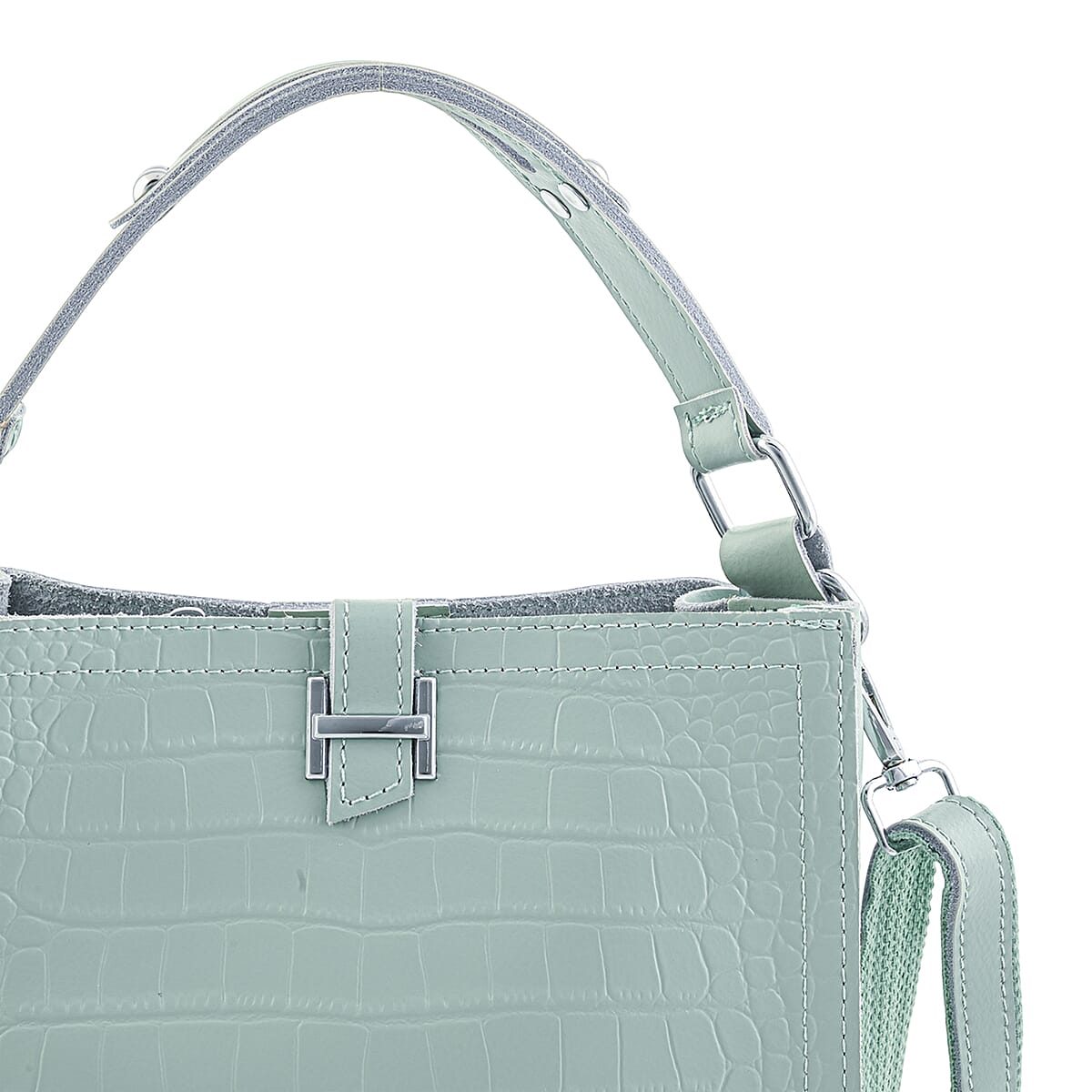 Green Genuine Leather Crossbody Bag with Shoulder Strap image number 7