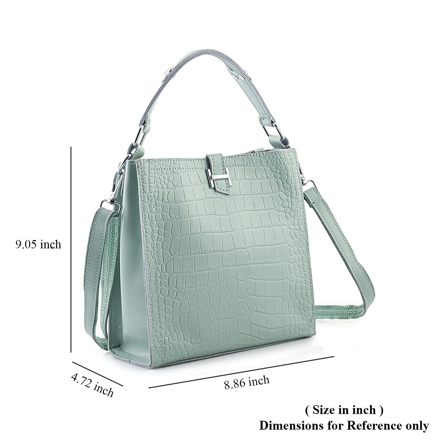 Green Genuine Leather Crossbody Bag with Shoulder Strap
