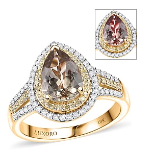 Luxoro 10K Yellow Gold AAA Turkizite, Natural Yellow and White Diamond (I2) (0.33 cts) Double Halo Ring (Size 11.0) (4.30 g) 2.85 ctw