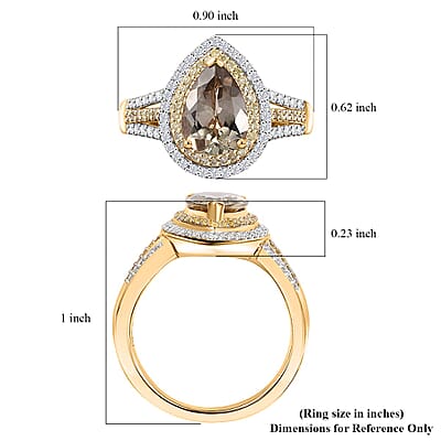 Luxoro 10K Yellow Gold AAA Turkizite, Natural Yellow and White Diamond (I2) (0.33 cts) Double Halo Ring (Size 11.0) (4.30 g) 2.85 ctw