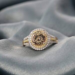 Luxuro 10K Yellow Gold AAA Turkizite, Natural Yellow and White Diamond (I2) (0.50 cts) Ring (Size 11.0) (4.30 g) 3.00 ctw