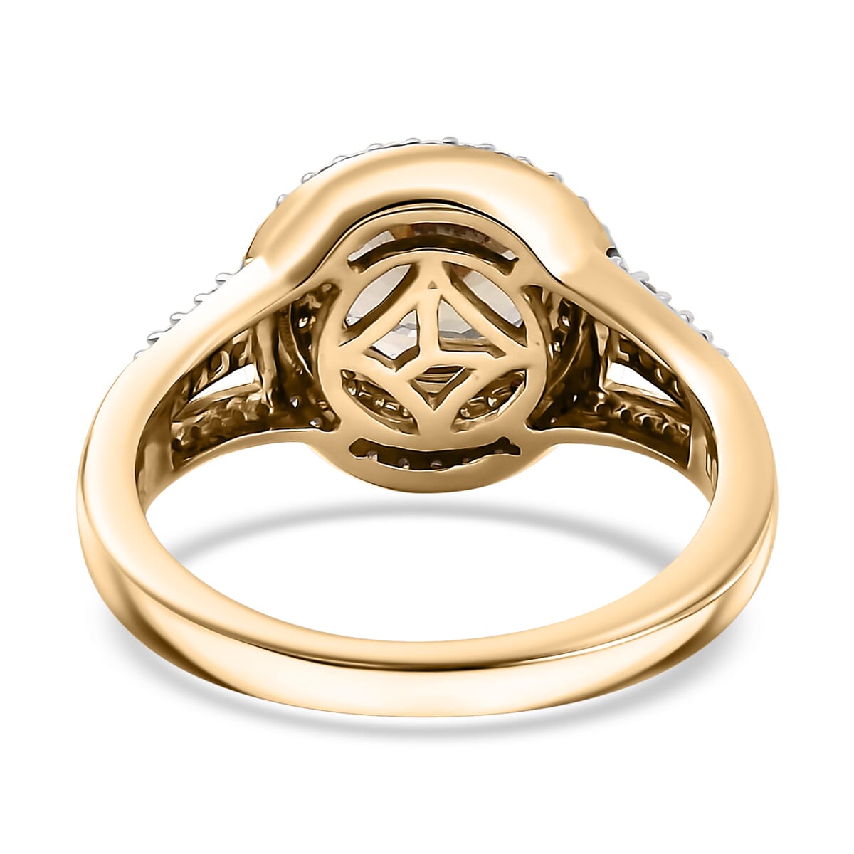 Luxoro AAA Turkizite, Natural Yellow and White Diamond I2 3.00 ctw Double Halo Ring in 10K Yellow Gold (Size 9.0) 4.30 Grams image number 4