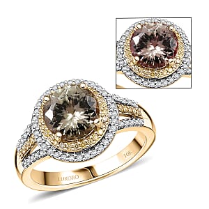 Luxuro 10K Yellow Gold AAA Turkizite, Natural Yellow and White Diamond (I2) (0.50 cts) Ring (Size 9.5) (4.30 g) 3.00 ctw