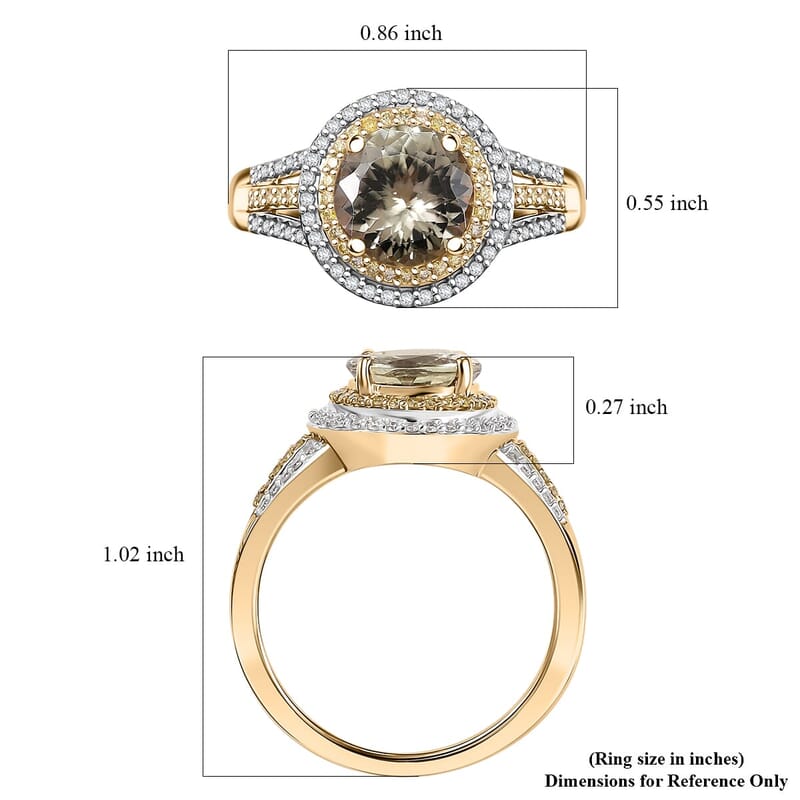 Luxuro 10K Yellow Gold AAA Turkizite, Natural Yellow and White Diamond (I2) (0.50 cts) Ring (Size 9.5) (4.30 g) 3.00 ctw
