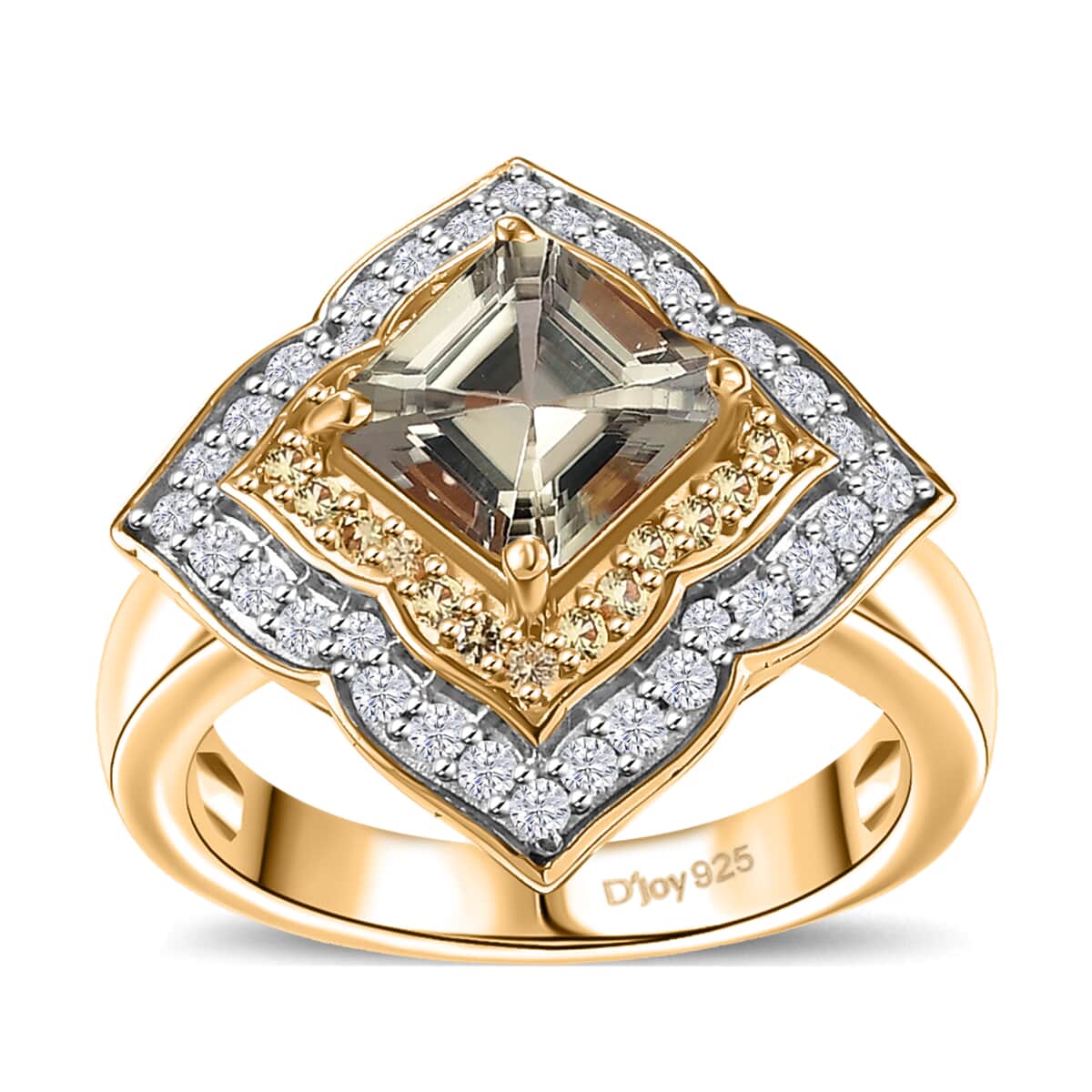 AAA Asscher Cut Turkizite, Multi Gemstone Ring in 18K Vermeil YG Over Sterling Silver (Size 10.0) 2.90 ctw image number 0