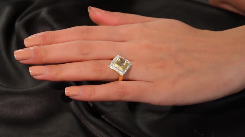 AAA Asscher Cut Turkizite, Multi Gemstone Ring in 18K Vermeil YG Over Sterling Silver (Size 10.0) 2.90 ctw