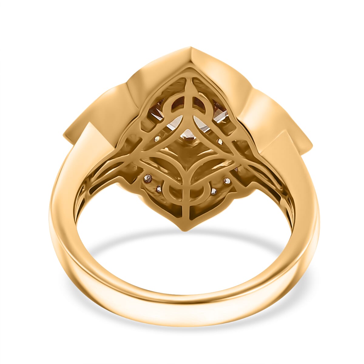 AAA Asscher Cut Turkizite and Multi Gemstone 2.90 ctw Radiant Blossom Ring in 18K Vermeil Yellow Gold Over Sterling Silver (Size 6.0) image number 4