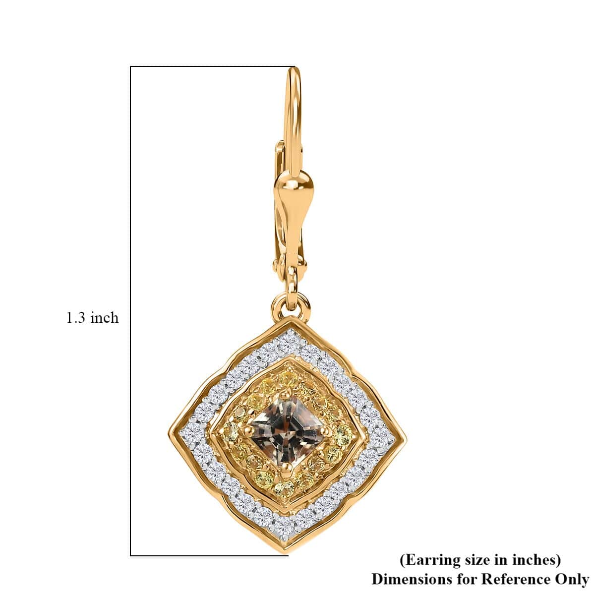 AAA Asscher Cut Turkizite and Multi Gemstone 1.90 ctw Radiant Blossom Dangling Earrings in 18K Vermeil Yellow Gold Over Sterling Silver image number 4