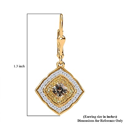 D'Joy AAA Asscher Cut Turkizite and Multi Gemstone 1.90 ctw Radiant Blossom Dangling Earrings in 18K Vermeil Yellow Gold Over Sterling Silver
