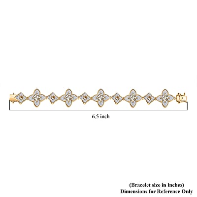 D'Joy AAA Asscher Cut Turkizite and White Zircon 7.30 ctw Floral Symphony Bracelet in 18K Vermeil Yellow Gold Over Sterling Silver (6.50 In)