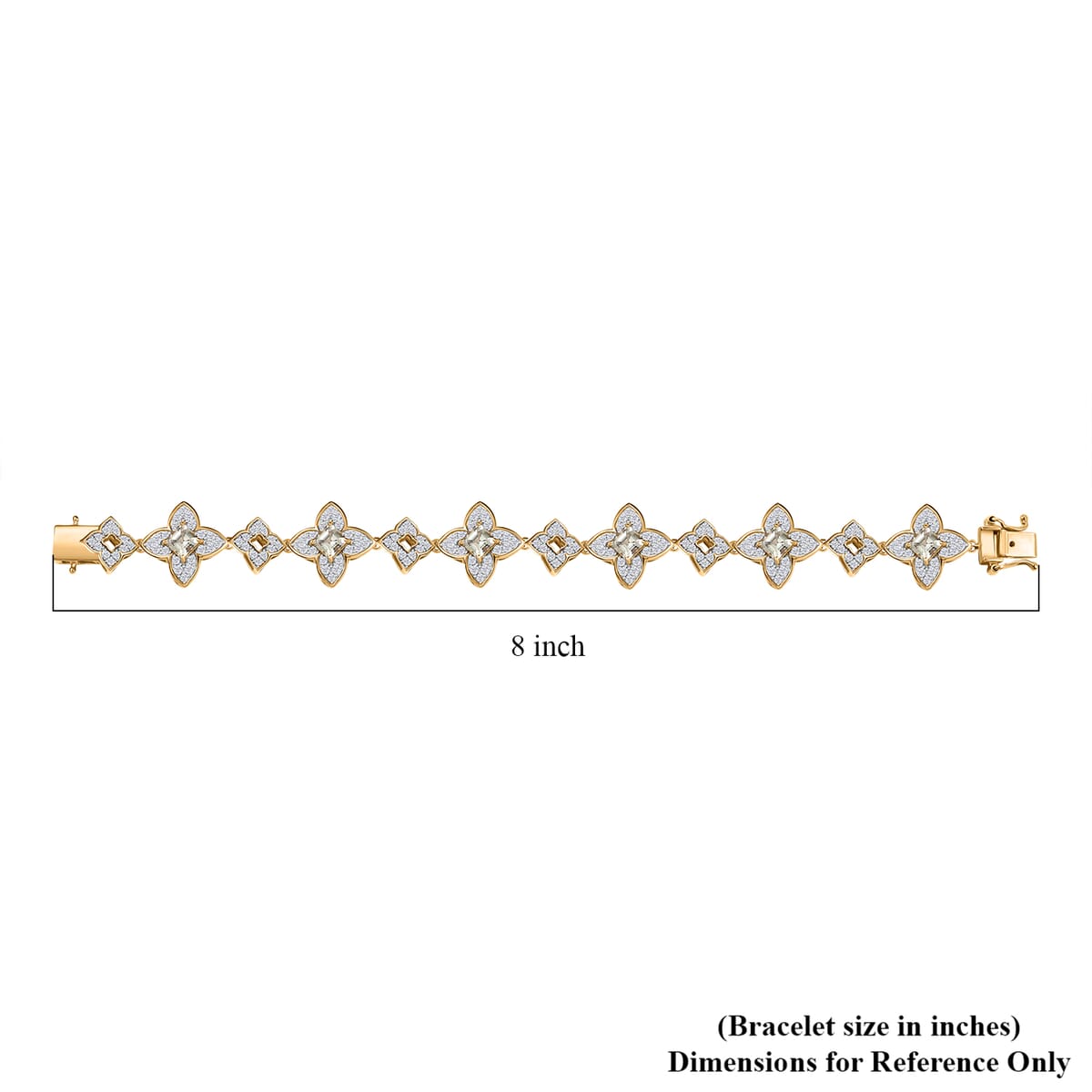 AAA Asscher Cut Turkizite and White Zircon 8.50 ctw Floral Symphony Bracelet in 18K Vermeil Yellow Gold Over Sterling Silver (7.25 In) image number 4