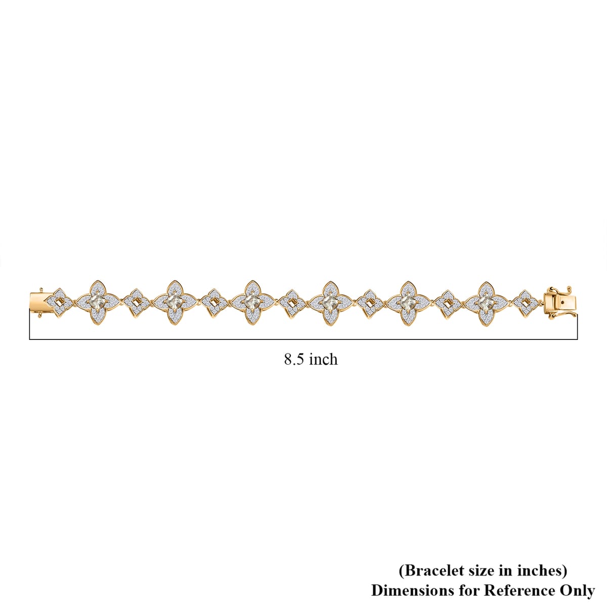 AAA Asscher Cut Turkizite and White Zircon 8.75 ctw Floral Symphony Bracelet in 18K Vermeil Yellow Gold Over Sterling Silver (8.00 In) image number 4