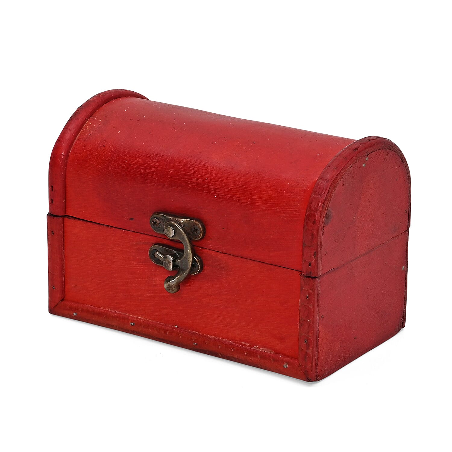 Set of 3 Wooden Treasure Chest Storage Box - Red (8.66x6.10x6.70, 7.10x4.72x4.72, 5.51x3.74x3.15)