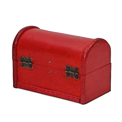Set of 3 Wooden Treasure Chest Storage Box - Red (8.66x6.10x6.70, 7.10x4.72x4.72, 5.51x3.74x3.15)