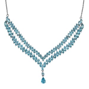 Value Buy Betroka Blue Apatite 15.90 ctw Drop Necklace 18 Inches in Rhodium Over Sterling Silver 