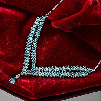 Betroka Blue Apatite 15.90 ctw Drop Necklace 18 Inches in Rhodium Over Sterling Silver 