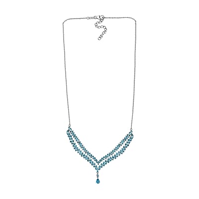 Betroka Blue Apatite 15.90 ctw Drop Necklace 18 Inches in Rhodium Over Sterling Silver 