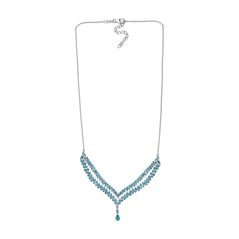 Betroka Blue Apatite 15.90 ctw Drop Necklace 18 Inches in Rhodium Over Sterling Silver 