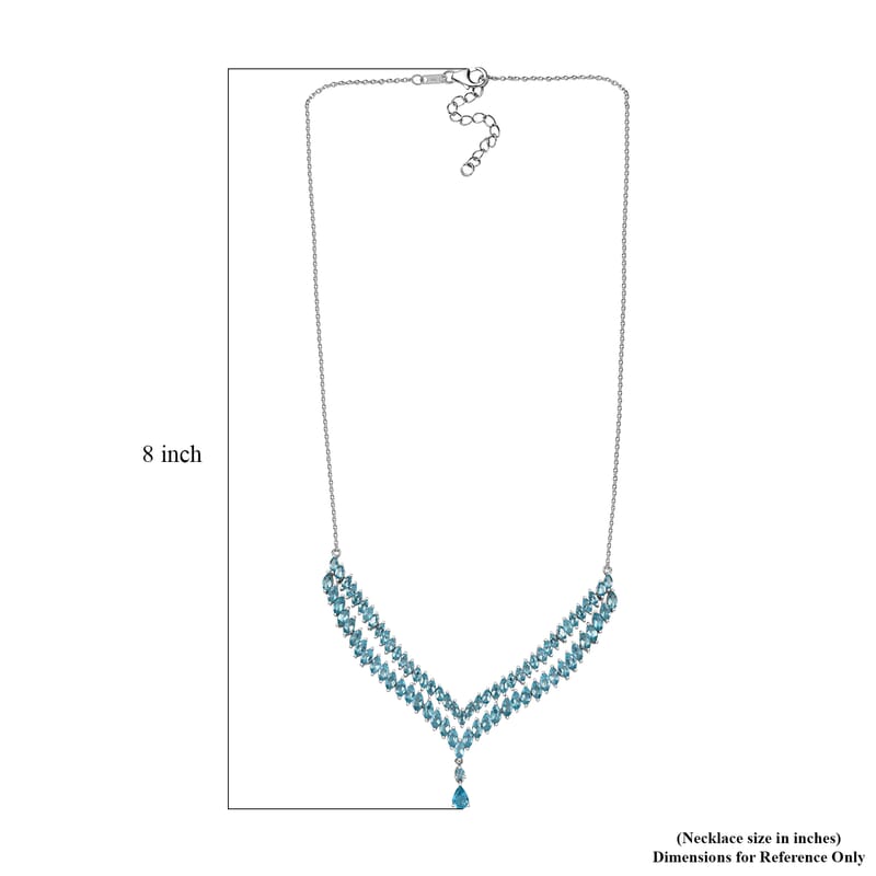 Betroka Blue Apatite 15.90 ctw Drop Necklace 18 Inches in Rhodium Over Sterling Silver 