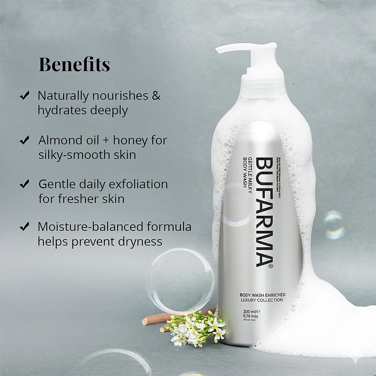 Bufarma Gentle Milky Body Wash with Organic Buffalo Milk (200ml) image number 1