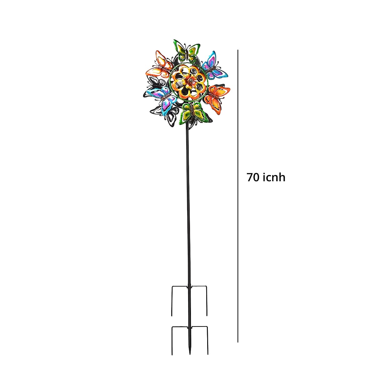 Double-sided Multi Color Butterfly Wind Spinner Stake with Solar Ball image number 6