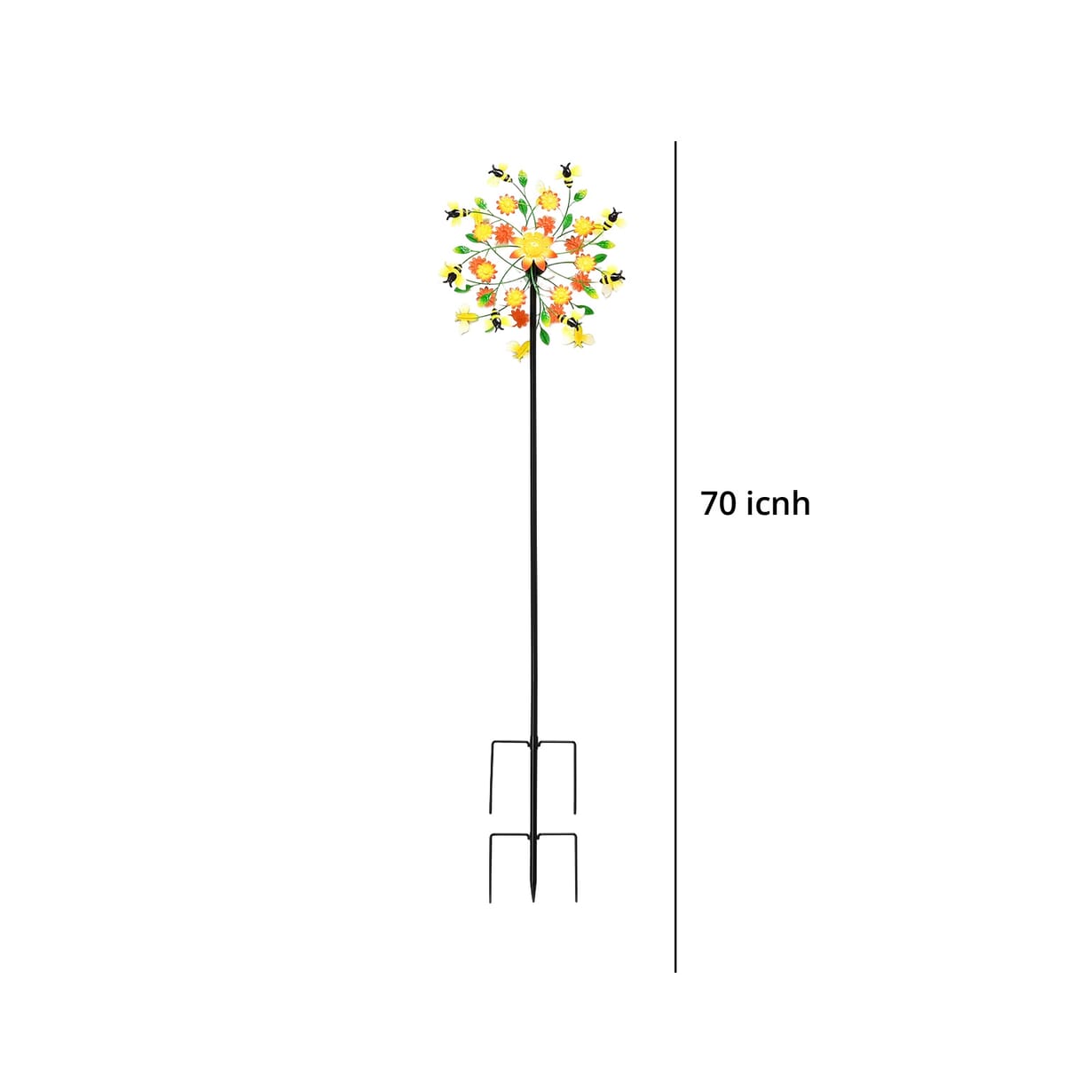 Double-sided Bee and Flower Wind Spinner Stake with Solar Ball image number 6