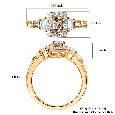 D'Joy AAA Turkizite and White Zircon 1.65 ctw Vintage Halo Ring in 18K Vermeil Yellow Gold Over Sterling Silver (Size 10.0)