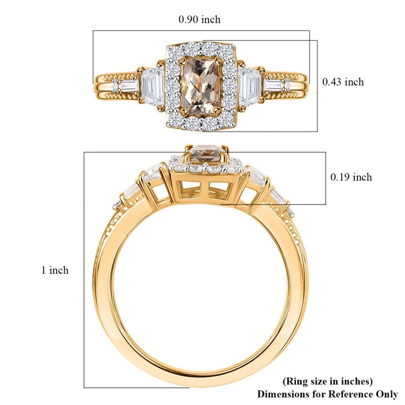 D'Joy AAA Turkizite and White Zircon 1.65 ctw Vintage Halo Ring in 18K Vermeil Yellow Gold Over Sterling Silver (Size 10.0)