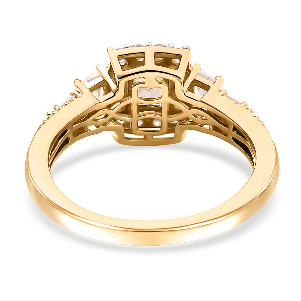 AAA Turkizite and White Zircon 1.65 ctw Vintage Halo Ring in 18K Vermeil Yellow Gold Over Sterling Silver (Size 7.0) image number 4