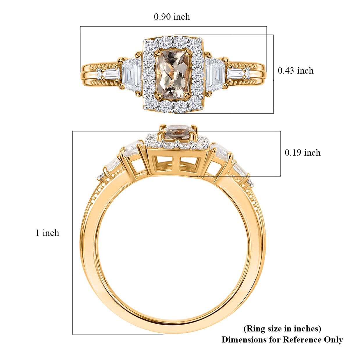 AAA Turkizite and White Zircon 1.65 ctw Vintage Halo Ring in 18K Vermeil Yellow Gold Over Sterling Silver (Size 7.0) image number 5