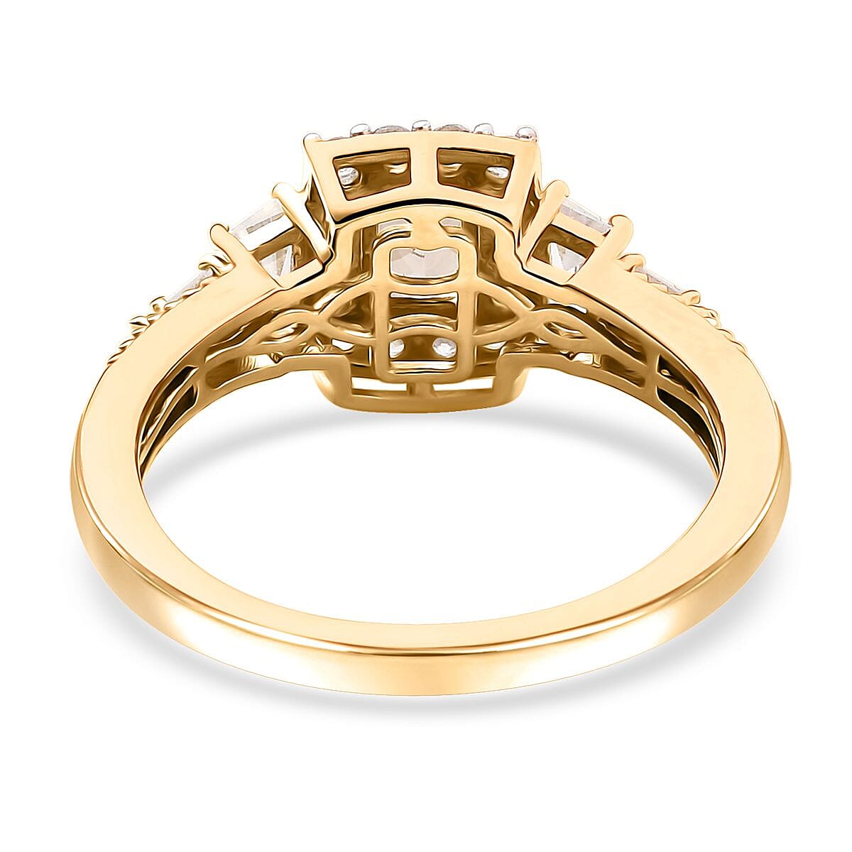 D'Joy AAA Turkizite and White Zircon 1.65 ctw Vintage Halo Ring in 18K Vermeil Yellow Gold Over Sterling Silver (Size 8.0) image number 4