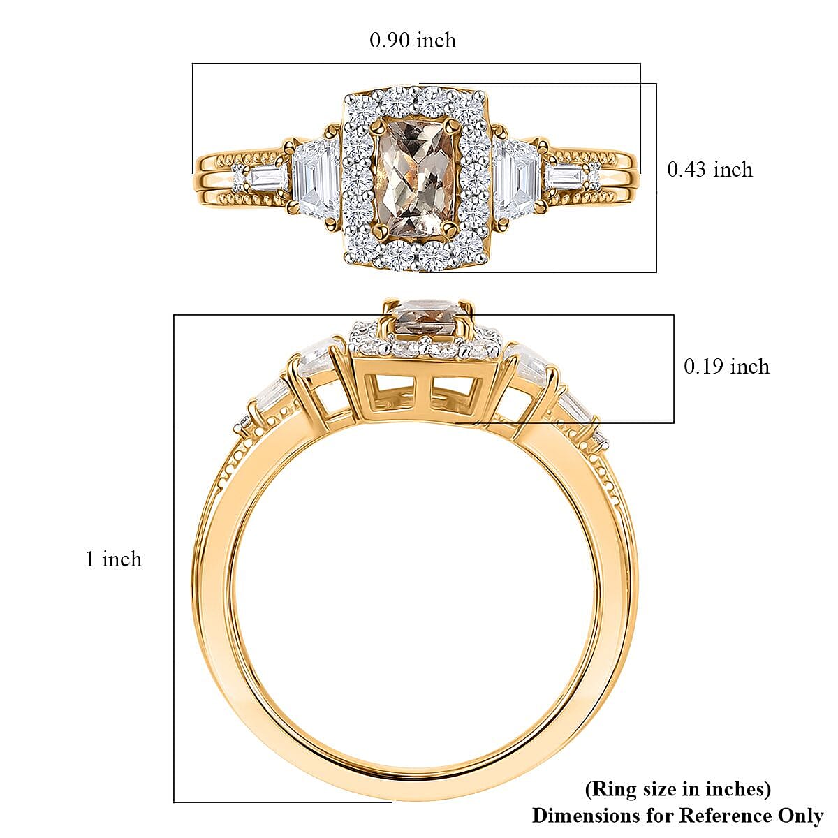 D'Joy AAA Turkizite and White Zircon 1.65 ctw Vintage Halo Ring in 18K Vermeil Yellow Gold Over Sterling Silver (Size 8.0) image number 5