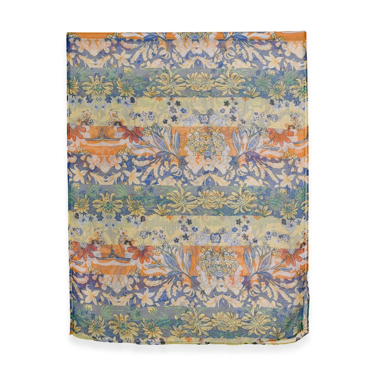 Set of 5 Stripe Floral Pattern Polyester Scarfs image number 1