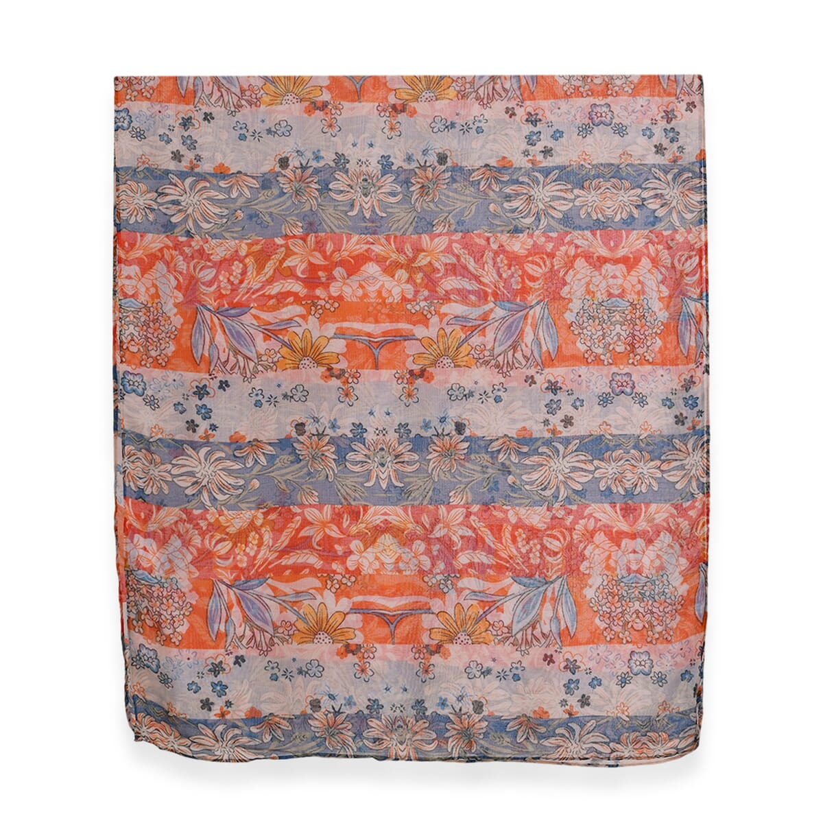 Set of 5 Stripe Floral Pattern Polyester Scarfs image number 3