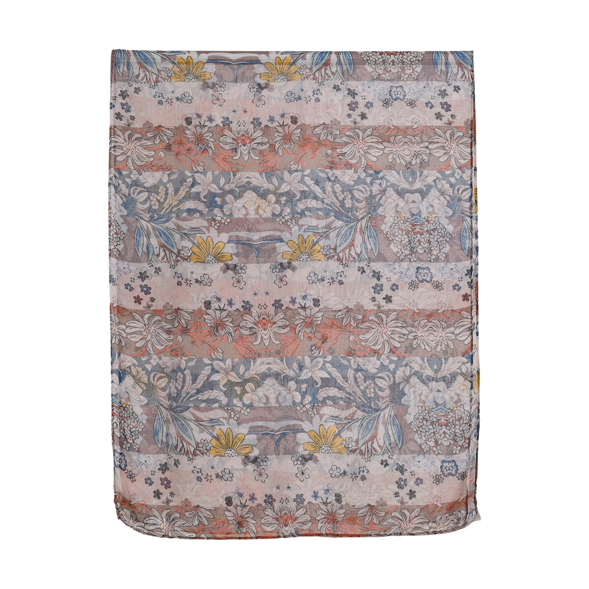 Set of 5 Stripe Floral Pattern Polyester Scarfs image number 4