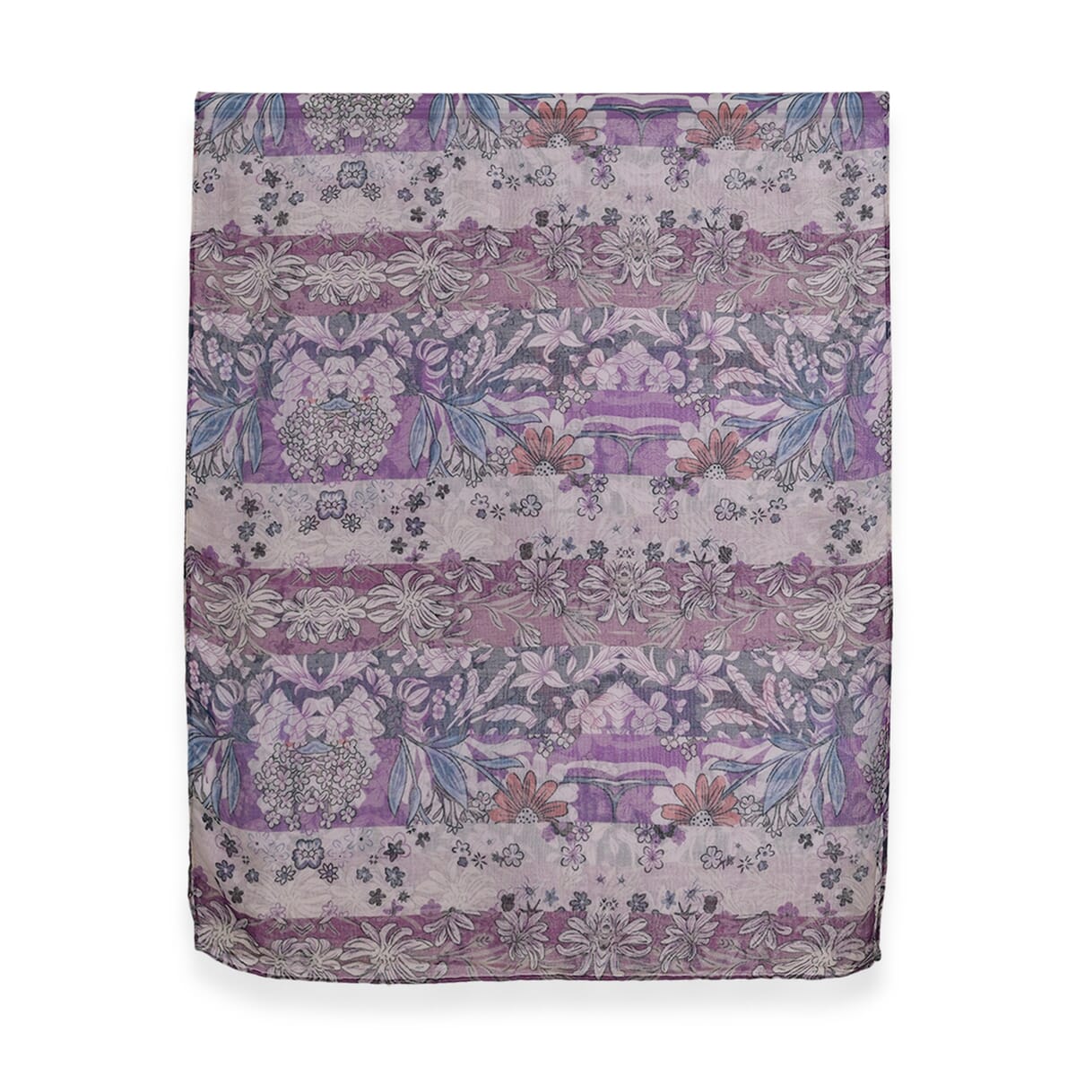 Set of 5 Stripe Floral Pattern Polyester Scarfs image number 5