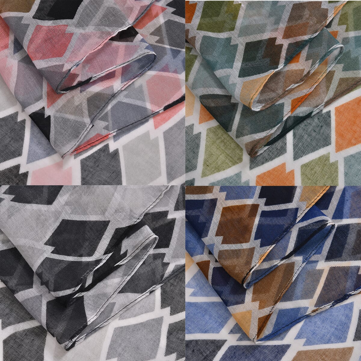 Set of 5 Mosaic Pattern Polyester Scarfs image number 6
