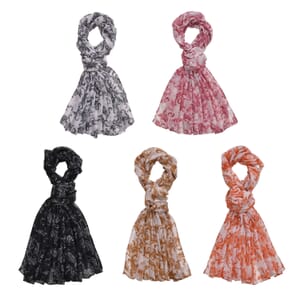 Set of 5 Baroque Pattern Polyester Scarfs
