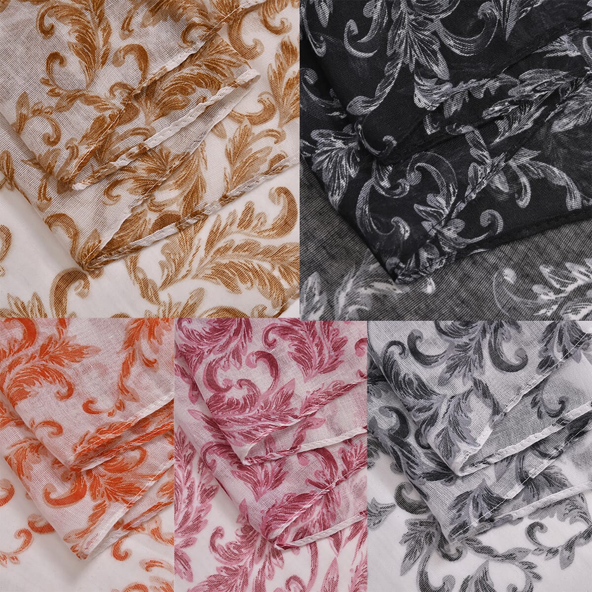 Set of 5 Baroque Pattern Polyester Scarfs image number 6