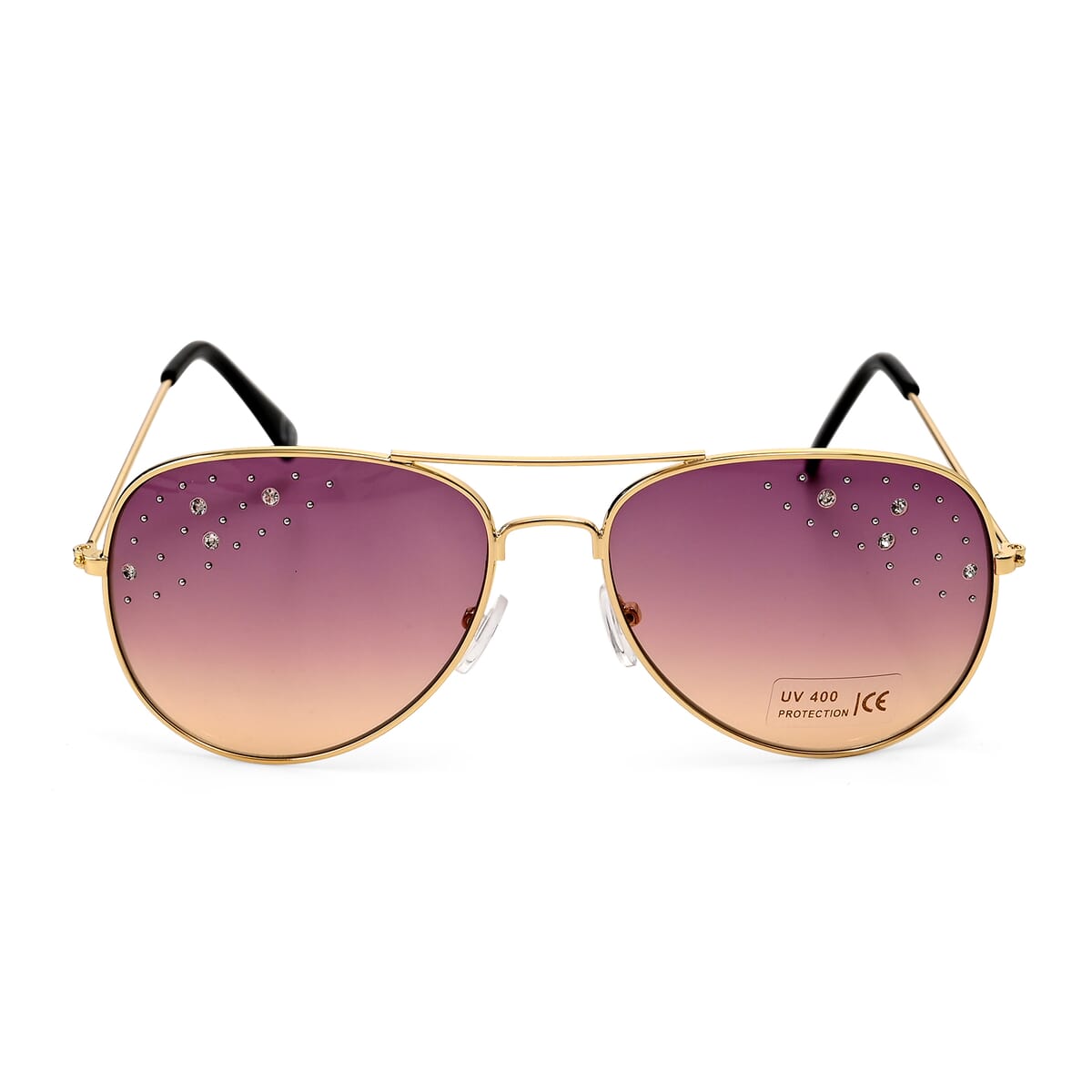 Gold and Black UV400 Sunglass with Storage Bag and Glass Cleaning Cloth  image number 1