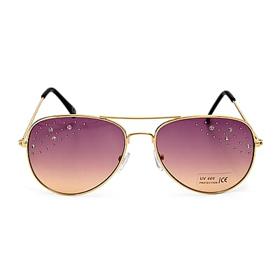 Gold and Black UV400 Sunglass with Storage Bag and Glass Cleaning Cloth 