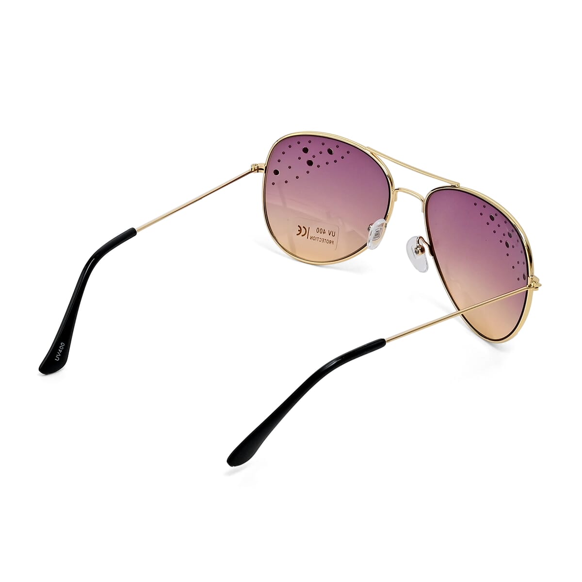 Gold and Black UV400 Sunglass with Storage Bag and Glass Cleaning Cloth  image number 3
