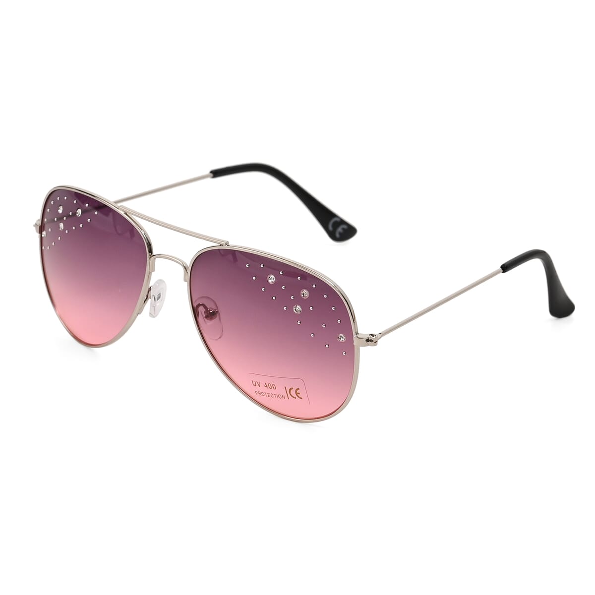 Silver and Black UV400 Sunglass with Storage Bag and Glass Cleaning Cloth  image number 2