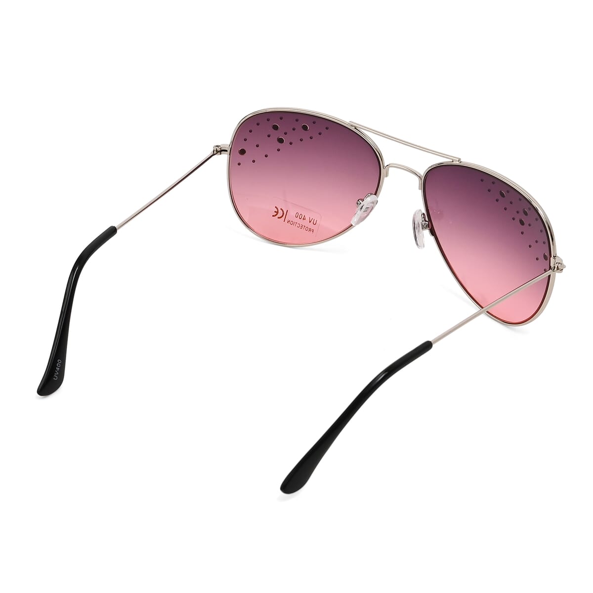 Silver and Black UV400 Sunglass with Storage Bag and Glass Cleaning Cloth  image number 3