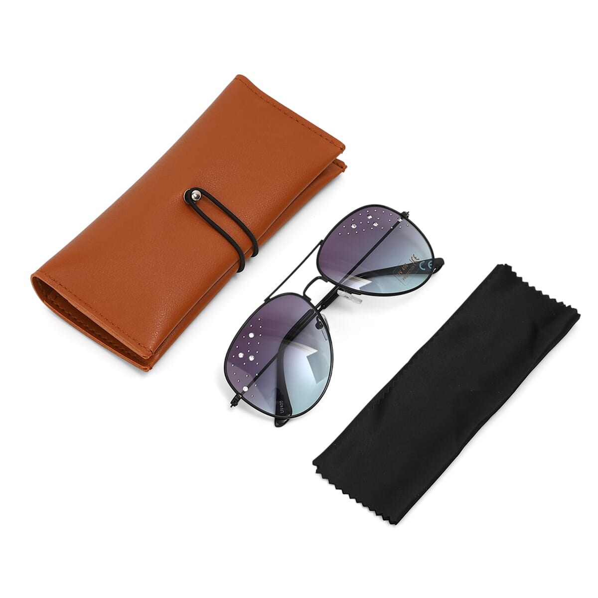 Set of 3 UV400 Sunglass with Storage Bag and Glass Cleaning Cloth - Black image number 0