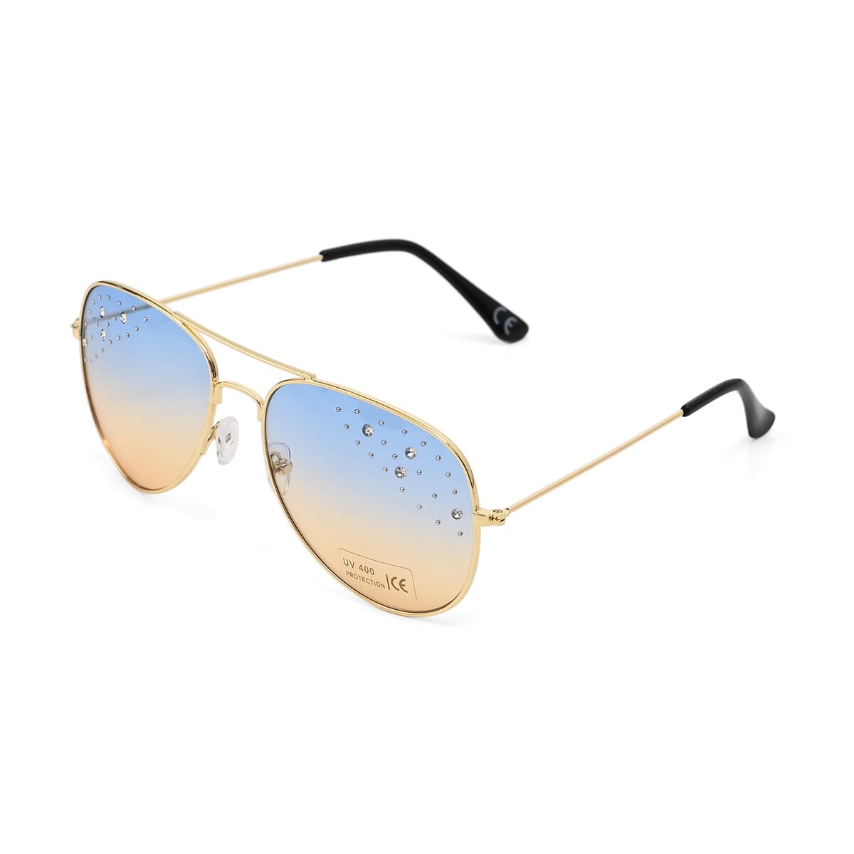 Set of 3 UV400 Sunglass with Storage Bag and Glass Cleaning Cloth - Gold and Black image number 2