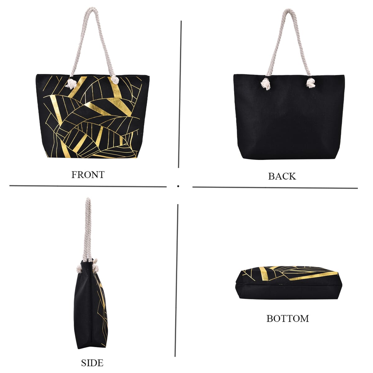 Metallic Glitter Gold Abstract Leaves Tote Bag image number 1